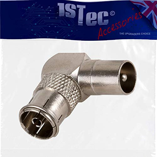1STec Right Angled Digital TV Aerial Wire Freeview Space Saving Bend Connector Converter (90° Coaxial Adaptor)
