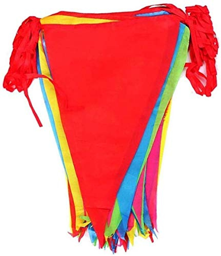 YKKJ 80M Wimpelkette, rotes Seil Nylon Stoff Bunting Banner mit 150 Stück große Dreieck Flaggen,Mehrfarbig Wimpel, für Geburtstag, Hochzeit, Outdoor, Indoor Aktivität, Party Dekoration Wimpelkette