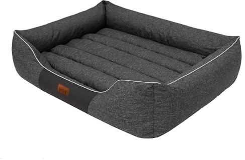 HOBBYGARDEN Haustierbett Hundeliegen Kissen Liegen Hundebett Rastplatz Hundekissen Bett Sofa Hundekorb Tierbett Hundesofa Matratze, XXXL - 140 x 115 cm Schwarz Ökoleinen