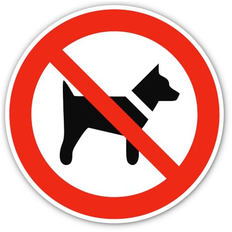 Prohibido llevar perros: P021 – DIN EN ISO 7010 / ASR A1.3 – Pegatina: Ø 20 cm, 1 pieza