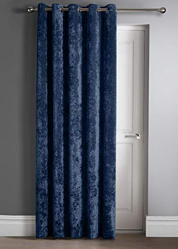Intimates Velvet Crushed Door Panel Thermal Winter Lined Curtain Panel 46 x 84 Energy Heat Saving (Navy Blue)
