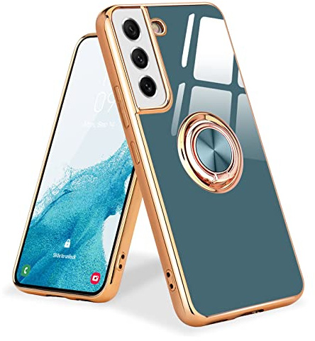 Urarssa för Samsung S22 fodral ringhållare 360 graders rotation finger magnetiskt bilstativ stöttåligt telefonfodral för Samsung Galaxy S22 5G-grå