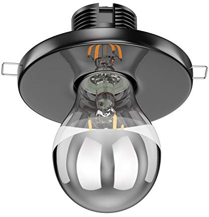 ledscom.de Porzellan Decken-Einbauleuchte TELA schwarz + E27 LED Lampe 486lm, Smart Home, warmweiß - kaltweiß