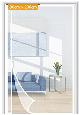 Yotache Side Opening Fly Screens for Doors 90 x 200 cm, Reinforced Polyester Removable Fly Net for Door, White