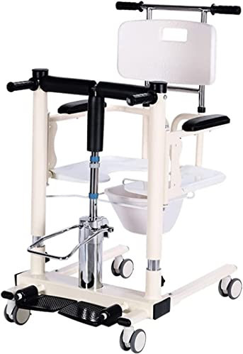 Sedia a rotelle idraulica Leggera dell'elevatore del paziente, Sedia Portatile di Trasporto per Gli Anziani Disabile Sedia da Comodino per Anziani con Sedile Diviso a 180 °