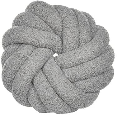 Beliani Modernes Knotenkissen Grau Bouclé Plüsch Geflecht 31 x 31 cm Akola