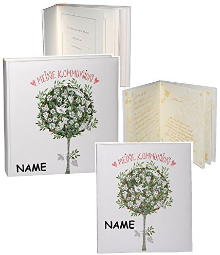 Set: Erinnerungsalbum/Tagebuch + Fotoalbum - Meine Kommunion incl. Name - Fotobuch/Fotoalbum/Kirche - mit Texten - für Mädchen & Jungen - Kinder Tau..
