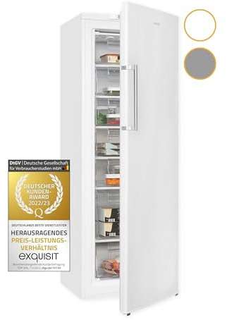 Exquisit Gefrierschrank GS280-HE-040D weiss | Tiefkühlschrank Gross 242 Liter | 4* Schnellgefrieren | Gefrierschrank Gross | Türanschlag wechselbar