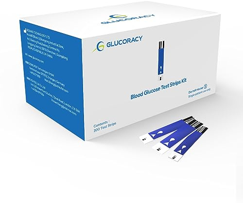 Glucoracy 300 Counts Blood Glucose Test Strips, Only Works with Glucoracy G-425-2/G-425 Blood Sugar Monitor, Self Diabetes Blood Glucose Home Monitoring, 6 Vials 50 Pieces Per Vial