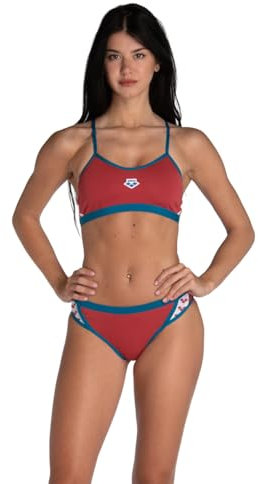 ARENA Damen Performance Donna Con Incrocio Sulla Schiena Bikini, Astro Rot/Blau Cosmos, 26