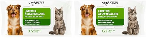 Vetocanis Lingettes Nettoyantes Chien et Chat x72, Lingettes nettoyantes Oreilles, Yeux et Pattes de Chien et Chat Toutes Races et Tous Âges, Formule à base d'Actifs Végétaux, grand