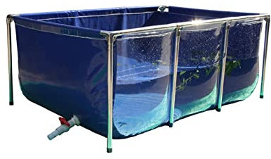 Innen/außen Koi/Goldfisch Aquarium, Hinterhof PVC-Leinwand Teichfolien, Rahmen Aus Rostfreiem Stahl & Klare Sichtscheibe (Farbe : Blau, Größe : 120x80x61cm)