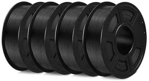 SUNLU PETG Filament 1.75mm 4KG Bundle (4x1kg Black),Good Layer Adhesion,Weather-Resistant & High Impact for Outdoor Parts and Mechanical Gears, Less Stringing, Dimensional Accuracy +/- 0.02mm.