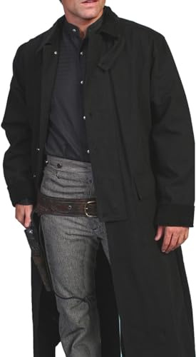 Men's Western Old COWBOY Long Duster Coat Full Length Canvas Jackets