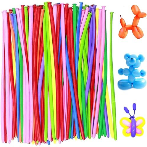 Cisixin 100pcs Long Balloons, Magic Modelling Balloons, For Birthday Wedding Christmas Party, Multicolour, 30cm