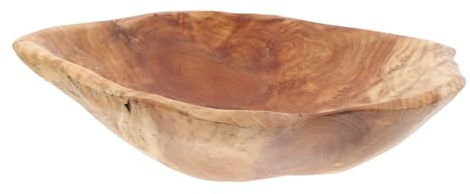 JUMPLAWN Assiette Bois Sculptée Grande Coupe à Fruits Décorative Plateau de Service pour Maison et Cuisine