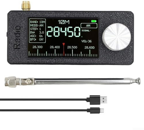 Ricevitore Radio Tascabile, LSB USB AM FM Mini Radio, SI4732, Dotato di Antenna Loop Portatile, Che Può Essere Utilizzata per Ricevere 9,9K-108MHz (Nero-Asta Estraibile)