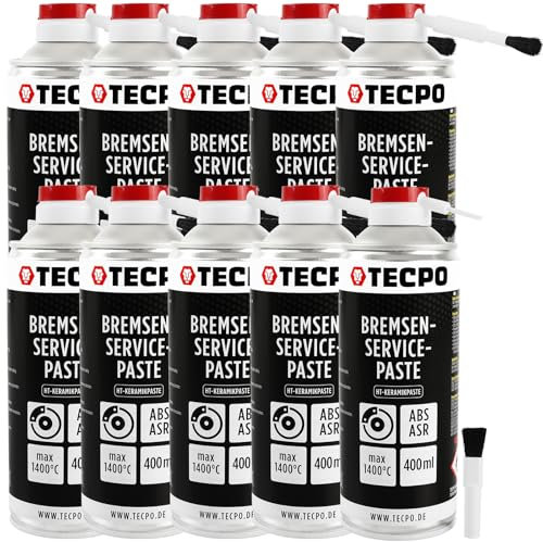 TECPO Lot de 10 pâtes de montage multi température - 400 ml - Lubrifiant permanent très résistant - Pour disques de frein - Pâte anti-grincement - Pâte lubrifiante - Pâte céramique et cuivre