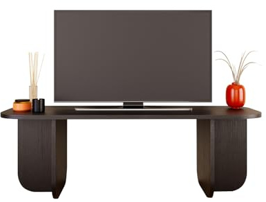 Wooden TV Stand 100 cm Small TV Unit for TVs up to 43 Inch, Modern Compact TV Table Stand with Storage Shelf, TV Cabinet for Living Room, Media Console Furniture, 3 Colour Options (Black, Beca)