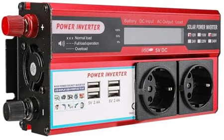 Convertidor Inversor Corriente 4000 W O 3000 W 12 V CC A 220 V CA con 4 Puertos USB UE Y Pantalla LED Inversor Corriente(4000W)