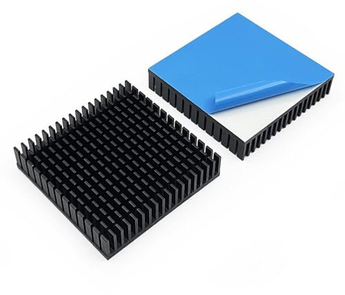 2PCS Black Large Aluminum Heat Sink with Thermal Conductive Adhesive Tape, 70×70×15 mm Square High Power Heat Dissipation for Cooling Power Supplies Hard Disks Peltier Module Electronic
