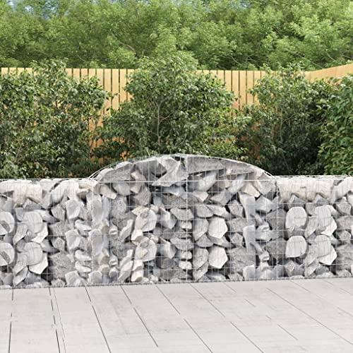 HaoChrymec Gabions à Arc Haut with Fer Galvanisé, Construction Stable, Panier à Pierre, Parterre Surélevé en Gabion, Jardinière à Gabion, Jardin, Cour, Terrasse, 300 x 50 x 80/100 cm, 3 Pièces
