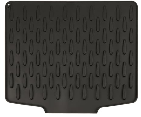 GEEKHOM Abtropfmatte Geschirr Spüle - Auslaufsicherer Arbeitsplattenschutz Aus Silikon, Mit Gefälle-Design Für Wasserablauf, Faltbar Spülmatte Barmatte Mit Ablauf Für Küche (40 x 32,5 CM)