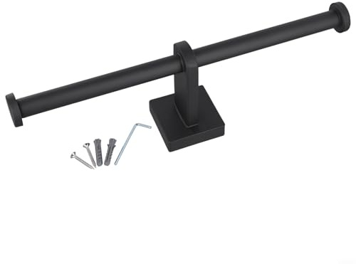 Porte-rouleau de papier toilette double en acier inoxydable, porte-rouleau de papier toilette, porte-serviettes de cuisine, double pour anneau de support de papier toilette mural (noir)