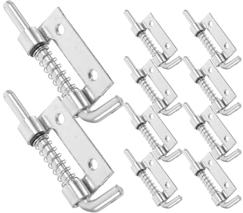 BUGUUYO 10 pièces Loquet à Ressort Robuste Verrou à Boulon Ressort pour Porte Portail et Remorque Charnière Métallique Galvanisée Système de Verrouillage Intérieur Polyvalent