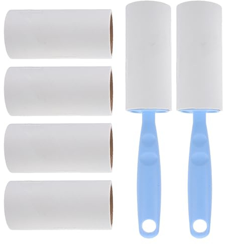 BUGUUYO 8 Stück Wiederverwendbare Fusselrolle mit Nachfüllblättern Starker Kleber für Tierhaare Vielseitiger Tierhaarentferner für Kleidung Sofa Teppich Tragbarer Manueller Fusselentferner