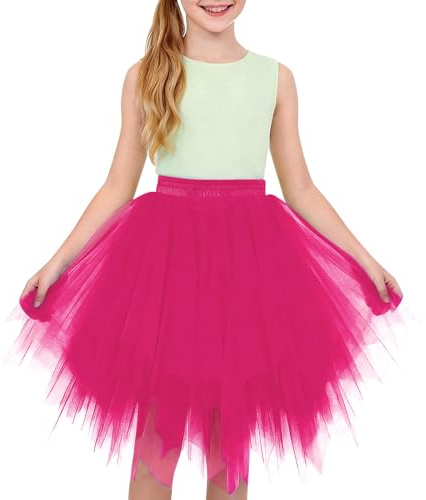 Mjjsk Gonne tutù per ragazze gonne da ballo in tulle a strati per bambini compleanno principessa tutù festa a tema minigonna carnevale fantasia