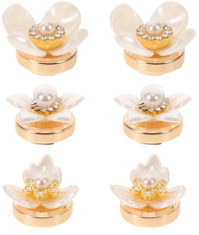 BESTonZON Cubiertas de Botones con Diseño Floral y Perla para 3 Pares, Joyería Elegante para Ropa Formal de Mujer