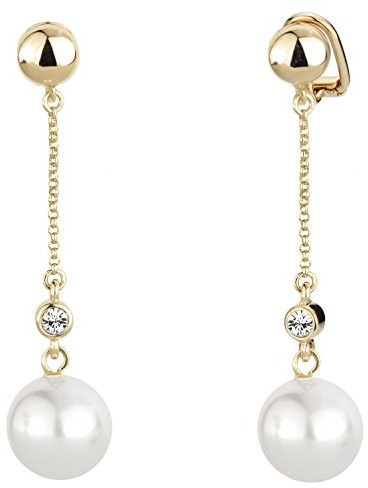 Traveller Ohrclip Hängend - Damen - weisse 12mm Perle - 22kt vergoldet - 114139