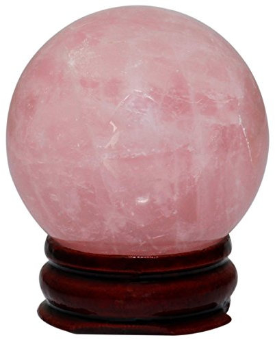 Mookaitedecor Bola de cristal natural con soporte de madera, cristales curativos escultura de esfera