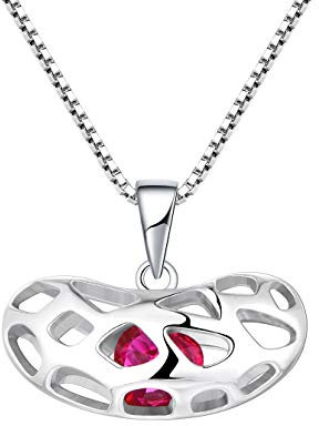 Starchenie - Collana con ciondolo a forma di gabbia di fagioli rossi in argento Sterling 925, idea regalo per donne