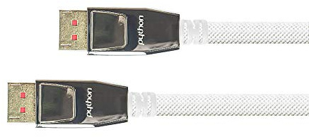 PYTHON Serie Premium DisplayPort 1.4 - Cavo 8K a 60 Hz / 4K a 240 Hz - Spina in metallo con blocco, connettori dorati, schermatura a 3 strati, schermatura in nylon intrecciato, colore bianco, 5 m