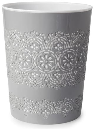 HOMION 9 Litre Flora Waste Container Basket Storage Bin for Office Room Bathroom Usage Small Paper Waste Bin Sack Lightweight Round Bin for Kitchen Home Office Toilet (Grey)