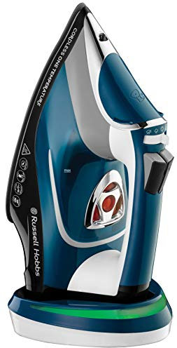 Russell Hobbs Ferro da stiro - Senza fili con Base di Ricarica e Una Temperatura Ottimale per Tutti i Tessuti - 2600 W; Colpo di Vapore Extra 210 g/min, One-Perfect-Temperatura Cordless26020-56