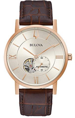 Bulova Men's Classic Dress 3-Hand 21- jewel Automatic Watch, 42 Hour Reserve, Hack Feature, Sub-second Hand, Open Aperture Dial, Exhibition Case Back, 42mm
