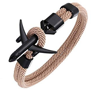 DonJordi Bracciale aereo in molti colori per uomo e donna in corda intrecciata con chiusura in corda nautica intrecciata, il bracciale per tutti i piloti e gli appassionati di aerei, 23 centimeters