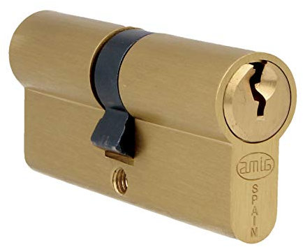 Amig - Security Cylinder | Door Lock | Double Clutch Cylinder | Long Cam | Includes 3 Keys | Matte Brass | Measurements: 70 (35-35 mm)