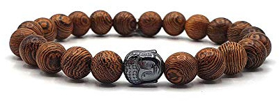 KARDINAL WEIST Buddha Holz Armband, Yoga Schmuck für Damen und Herren, Ruhe - Anti Stress - Energie - Chakra - №3
