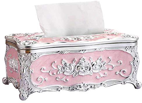 Toruiwa. Kosmetiktücher-Box,Tissue Box,Taschentuchbox,Luxuriöser Europäischer Stil,für Büro/Auto/Badezimmer/Hause (G-Silber+Rosa)