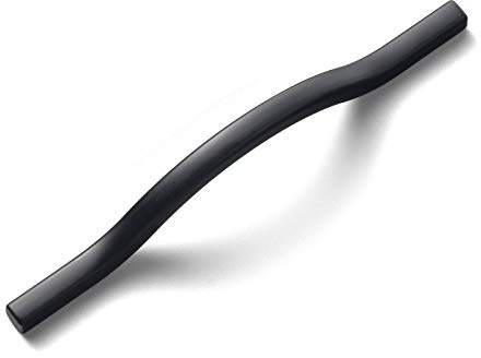 Goo-Ki Modern Handle,Minimalist Cabinet Pull,Matt Black Drawer Handle Wardrobe Cabinet Door Handle, 3.8''/5'' Double Hole Centers,6 Packed