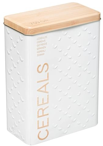 5five - boîte à céréales 750g métal scandinave nature blanc