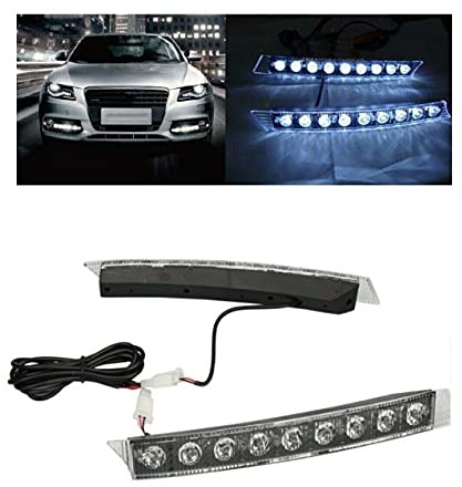 J/J 2 Feux Diurne LED 12V DRL Phares de Jour Universel Blanc pour Pare-chocs Grille Avant de Voiture Moto Fourgon