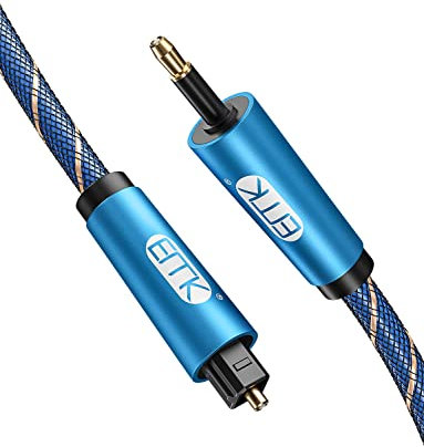 Toslink a Mini Toslink Cavo ottico digitale in nylon intrecciato S/PDIF per Home Theater, Sound Bar, TV, PS4, Xbox, Playstation (8 m)