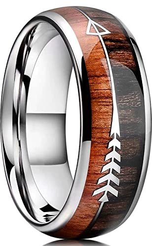 ZENSE - Bague pour homme façon boisée en acier avec flèche ZR0173, taille 64