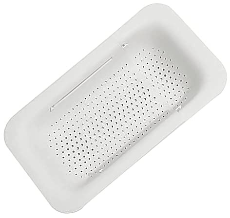 CHAMEEN Estante de filtro de lavabo escurridor colador de plástico KüChe estante de almacenamiento ajustable fregadero estante de drenaje para vajilla fruta