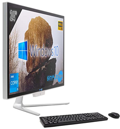 SIMPLETEK PC All in One Core i5 up to 3.20 GHz 16 GB RAM SSD 960 GB Windows 10 Pro | 24 Inch FHD Display Integrated Webcam WiFi BT LAN HDMI | Desktop Computer Home Office School Work